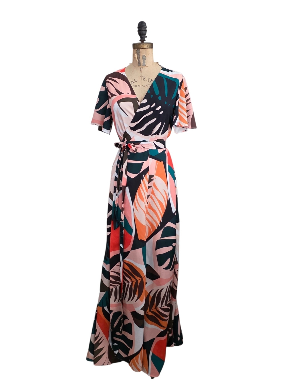 Anthropologie Hutch Kiera Tropical Leaf Wrap Maxi Dress M - Picture 2 of 5